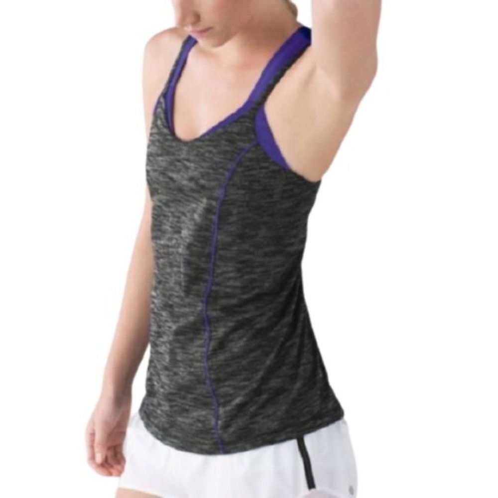 Lululemon Run for Gold top tank with bra gray/purple, 4